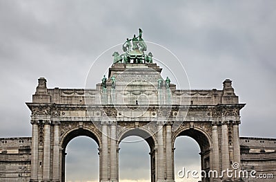 Triumphal arch in Parc du Cinquantenaire â€“ Jubelpark. Brussels. Belgium Stock Photo